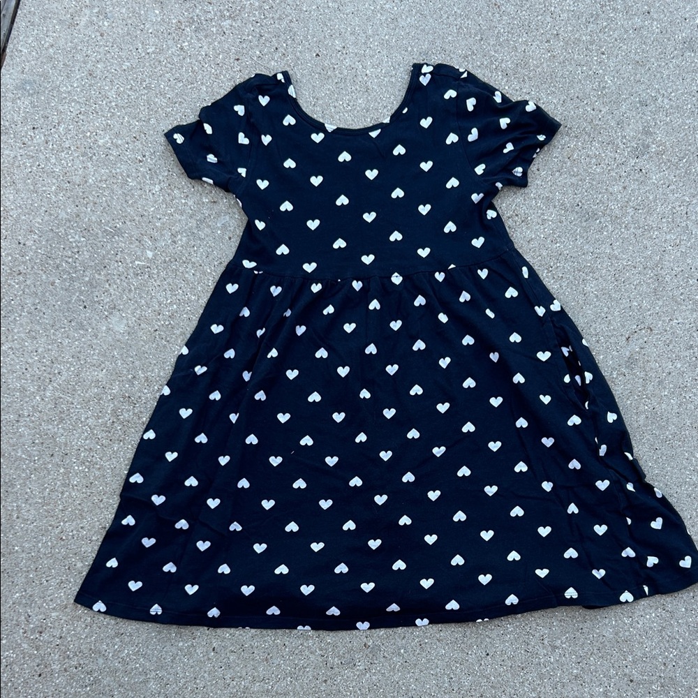 Old Navy Kids Black Dress with White Hearts
